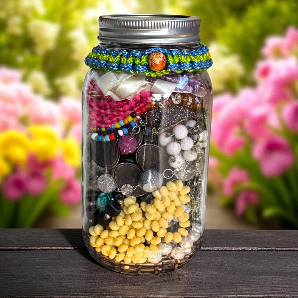 Mystery Mason jewelry jar